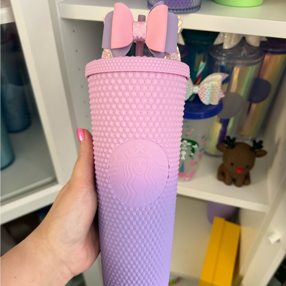 Starbucks Lavender Tumbler with Pink Bow